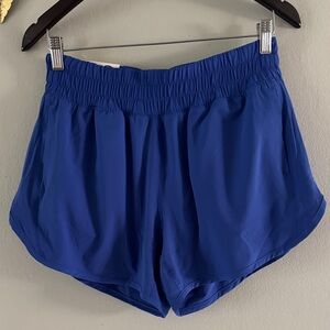 Women's Blue Athletic Running Shorts with Elastic Waistband
